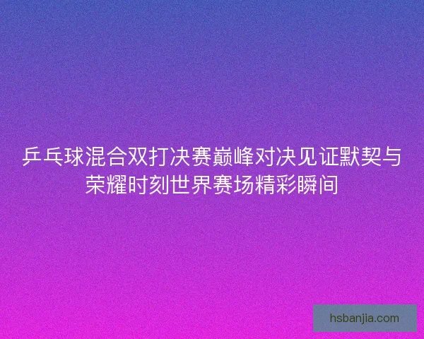 乒乓球混合双打决赛巅峰对决见证默契与荣耀时刻世界赛场精彩瞬间